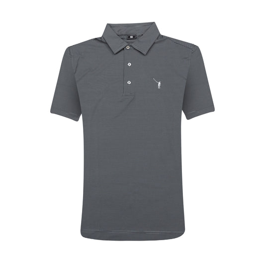 NLU x FJ MicroFeeder Stripe Lisle Polo | Black (Traditional Fit)