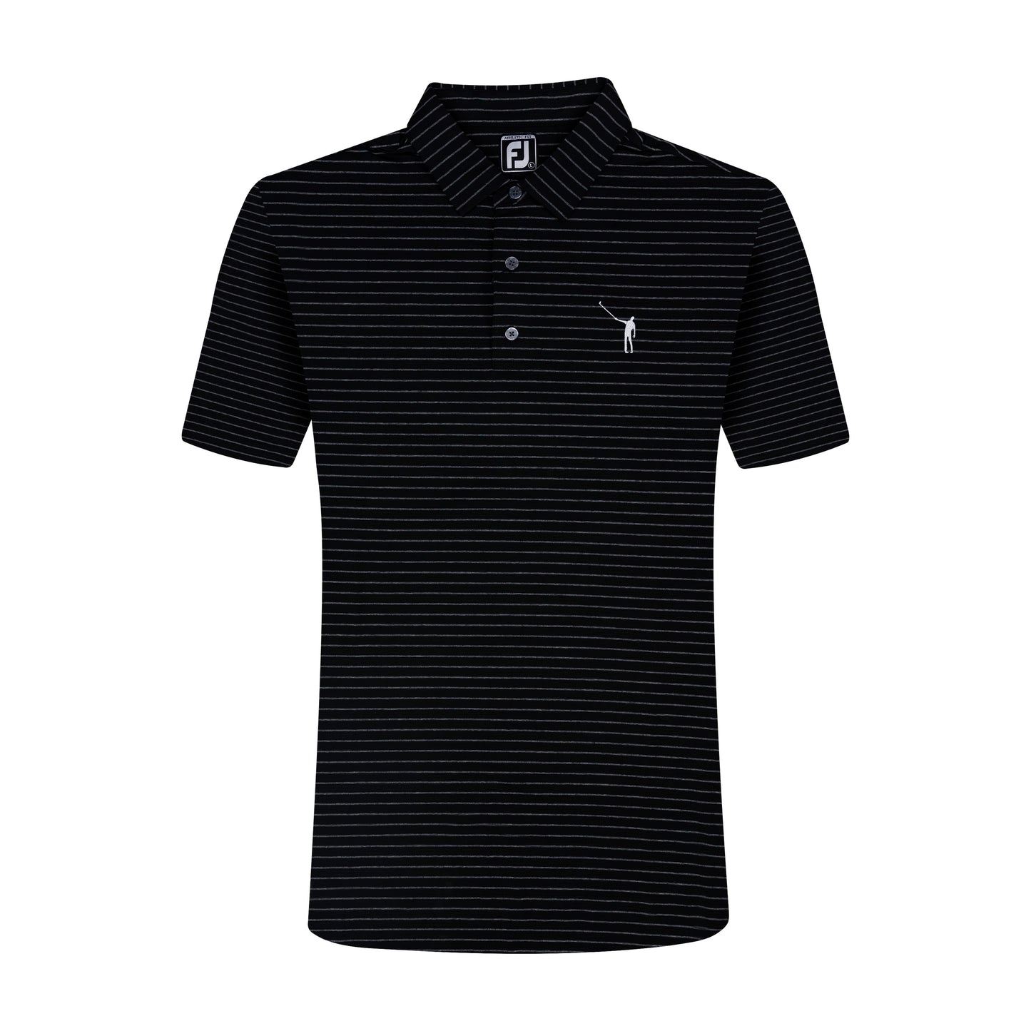 NLU x FJ Lisle Classic Stripe Polo | Black & Heather Grey (Athletic Fit)