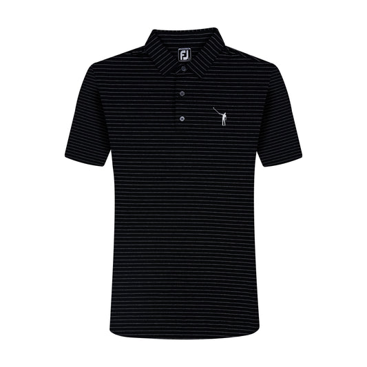 NLU x FJ Lisle Classic Stripe Polo | Black & Heather Grey (Athletic Fit)