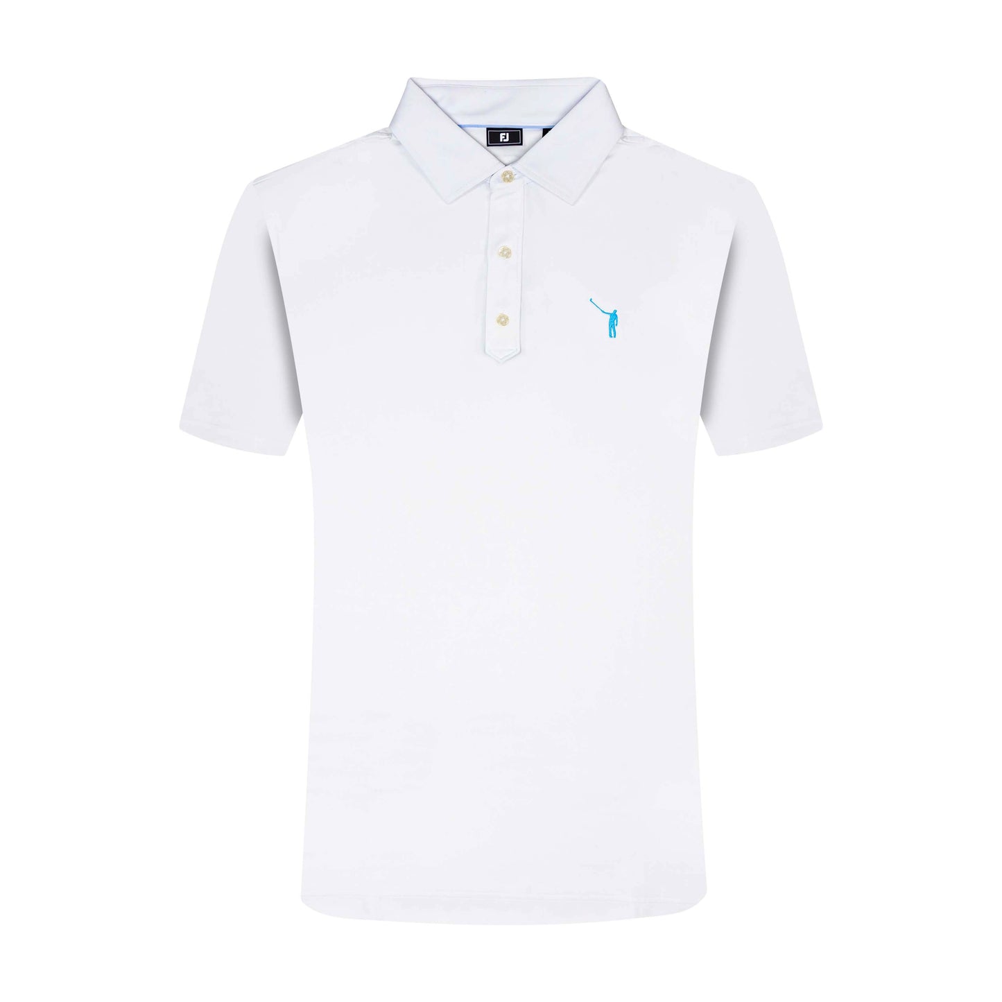 NLU x FJ Solid Lisle Polo | White w/ Sky Blue Wayward (Traditional Fit)