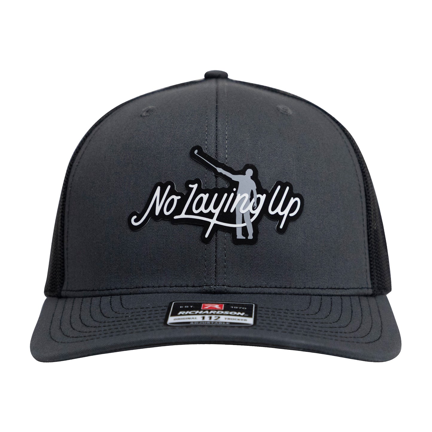 No Laying Up Logo Lock Up Trucker Hat | Grey Black 2 tone w/ Grey/Black Silicone Patch