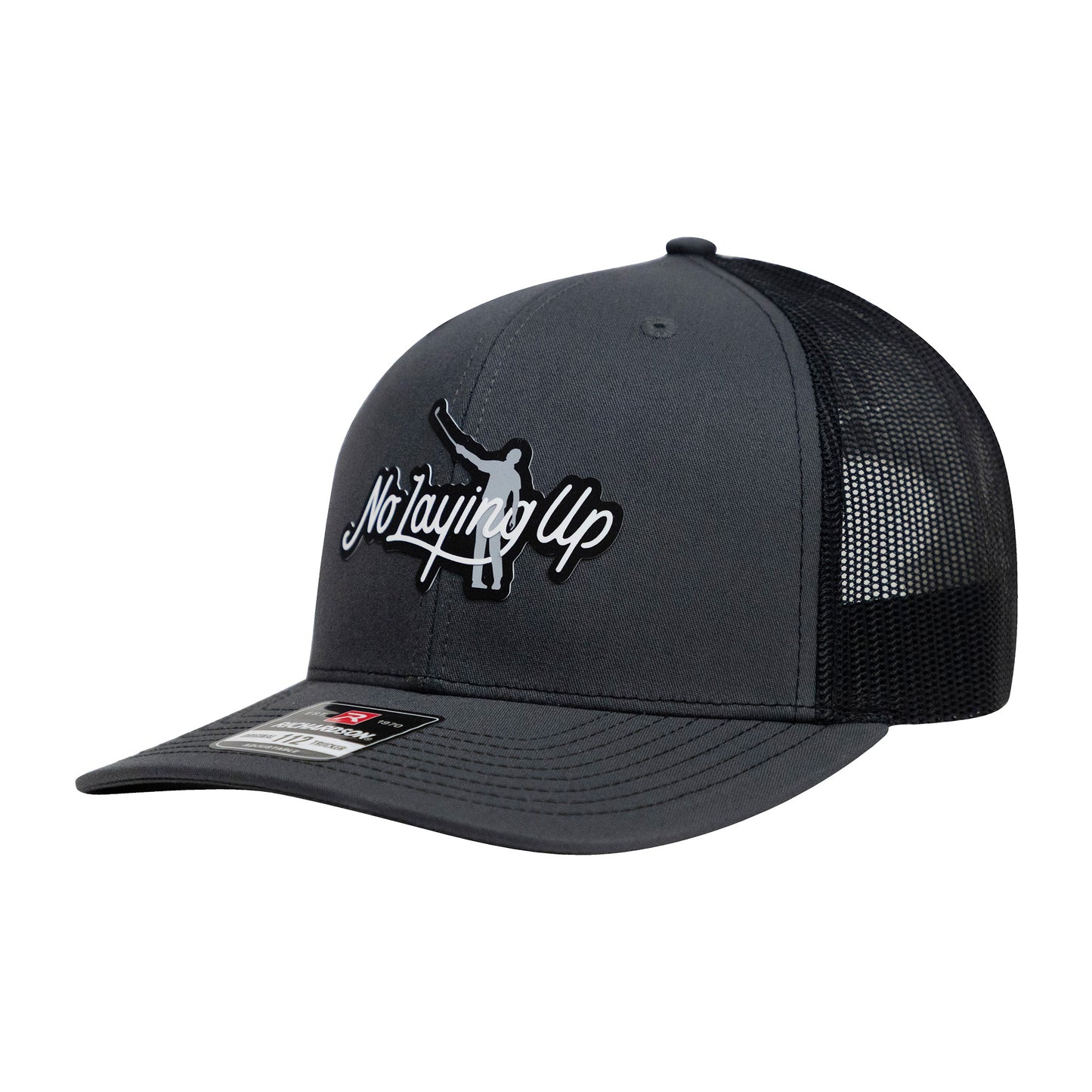 No Laying Up Logo Lock Up Trucker Hat | Grey Black 2 tone w/ Grey/Black Silicone Patch