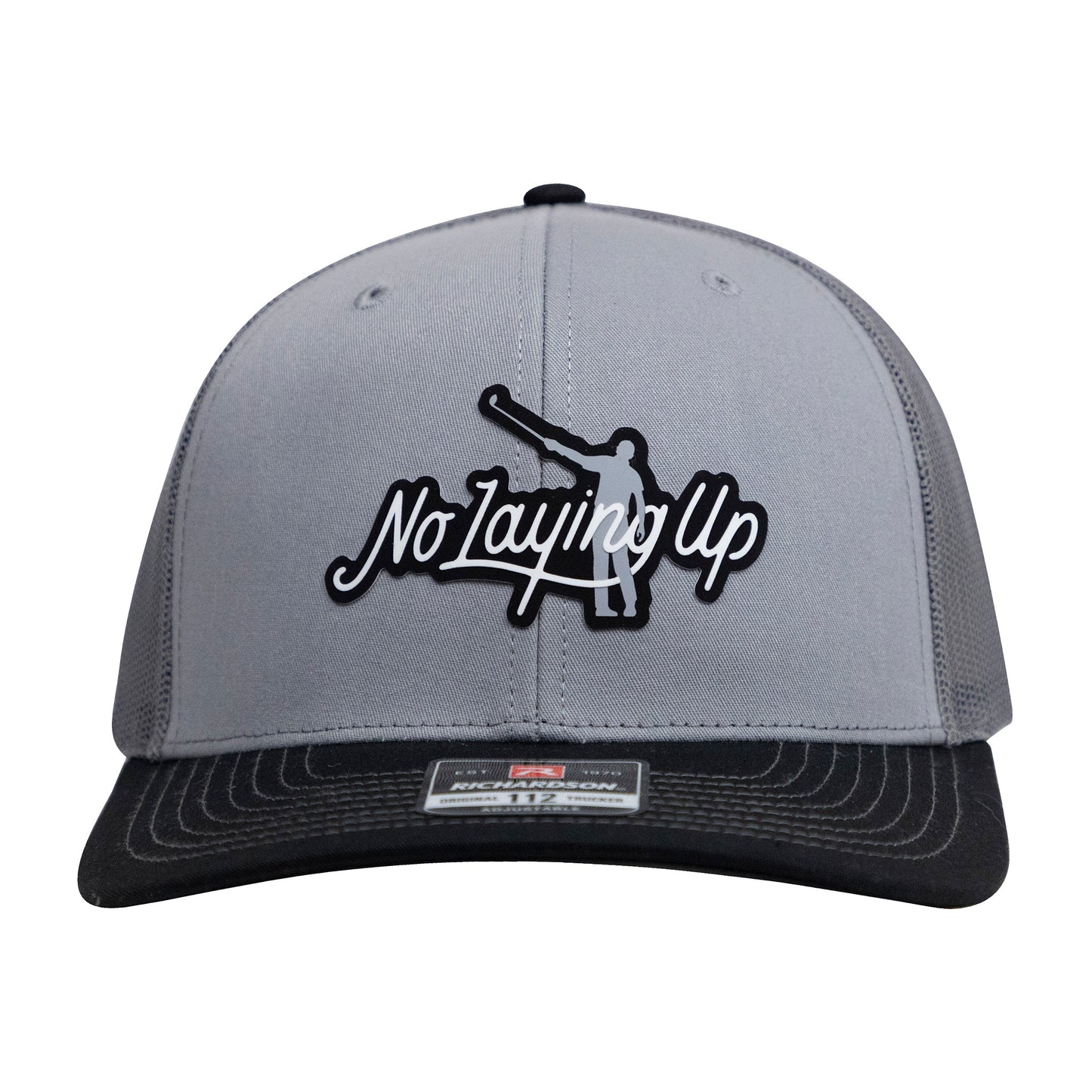 No Laying Up Logo Lock Up Trucker Hat | Grey Tri-color w/ Grey/Black Silicone Patch