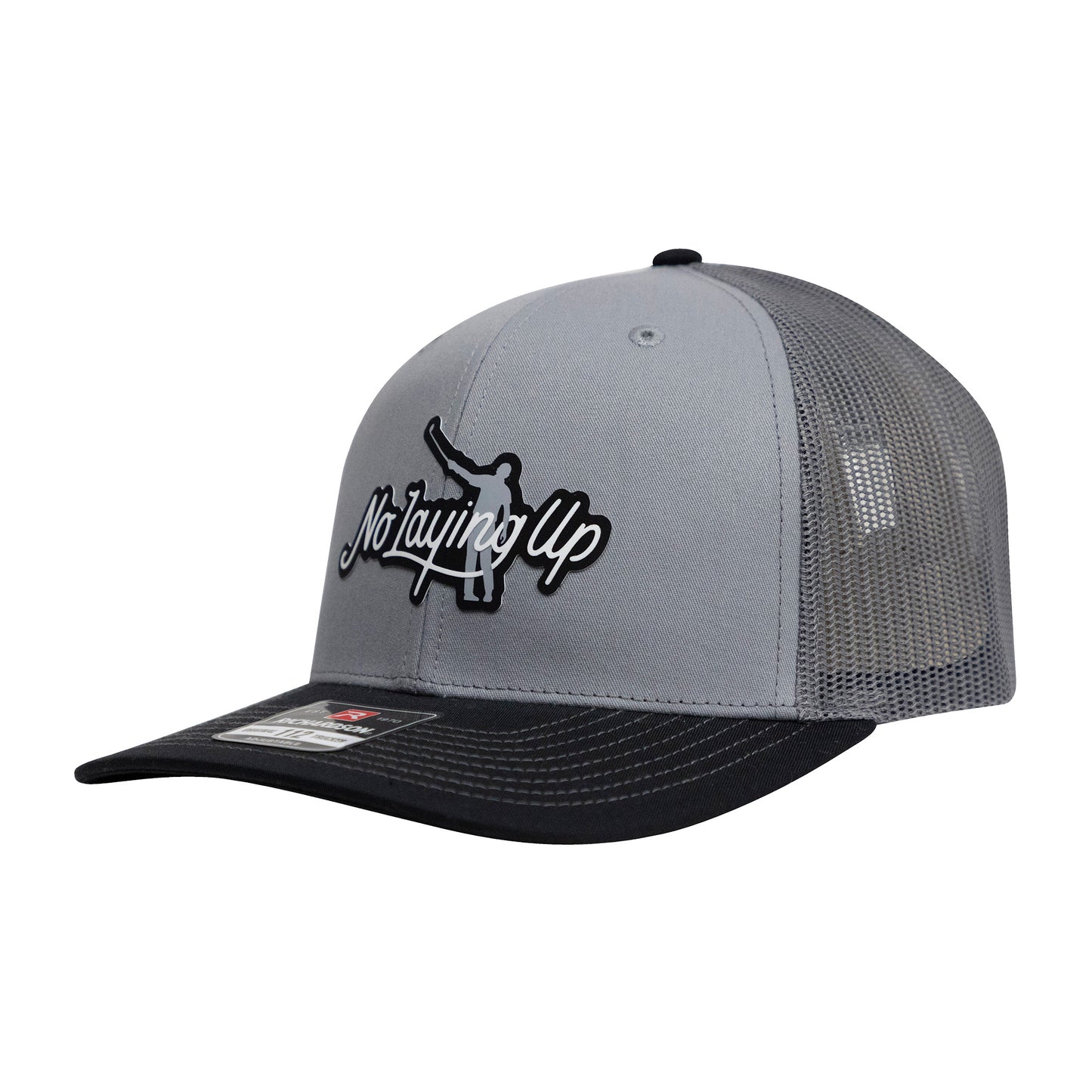 No Laying Up Logo Lock Up Trucker Hat | Grey Tri-color w/ Grey/Black Silicone Patch