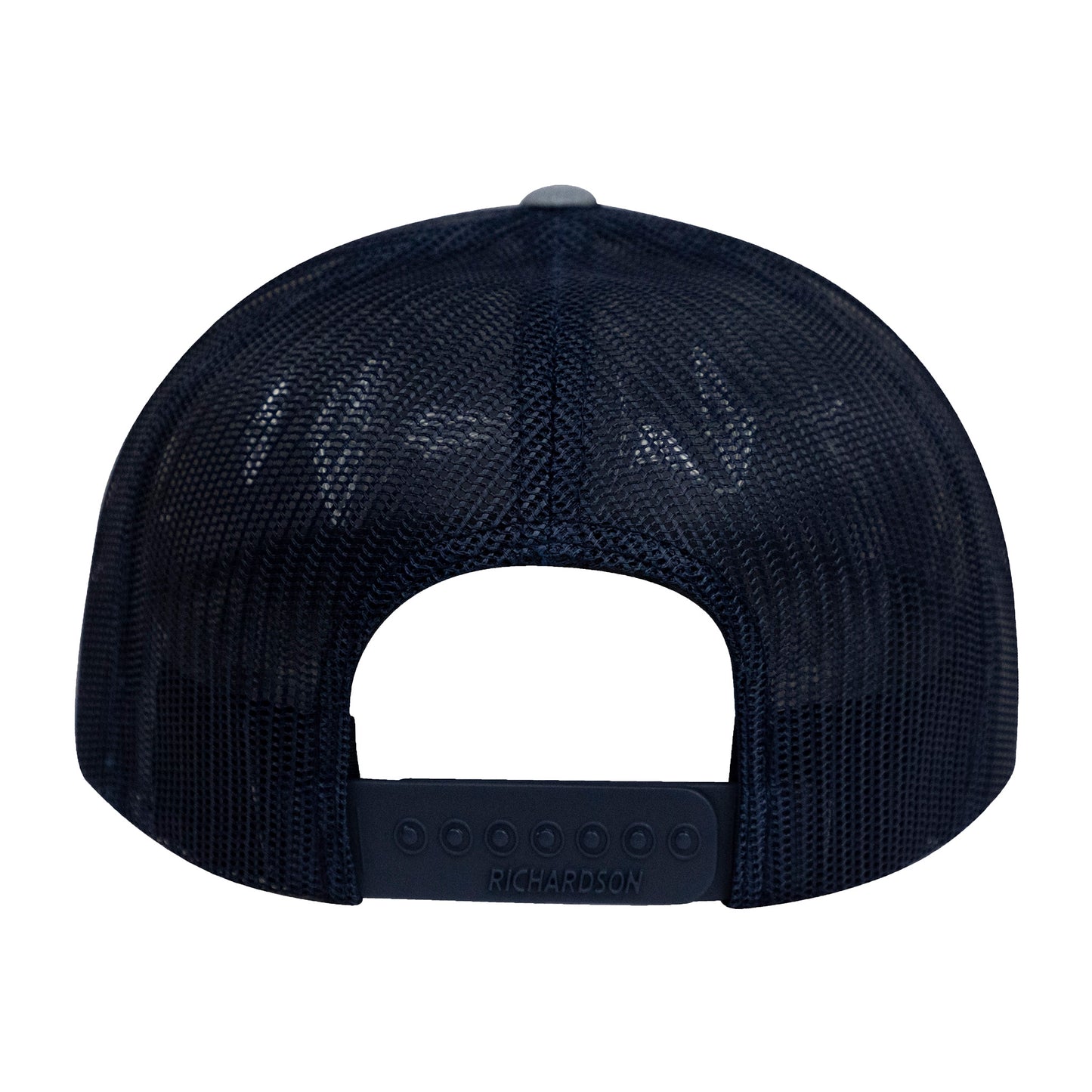 No Laying Up Logo Lock Up Trucker Hat | Grey/Navy w/ Red/White/Blue Silicone Patch