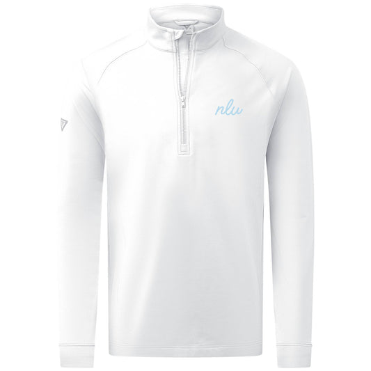 NLU + Levelwear Mid-Weight Pullover | White w/ Columbia Blue NLU Initials