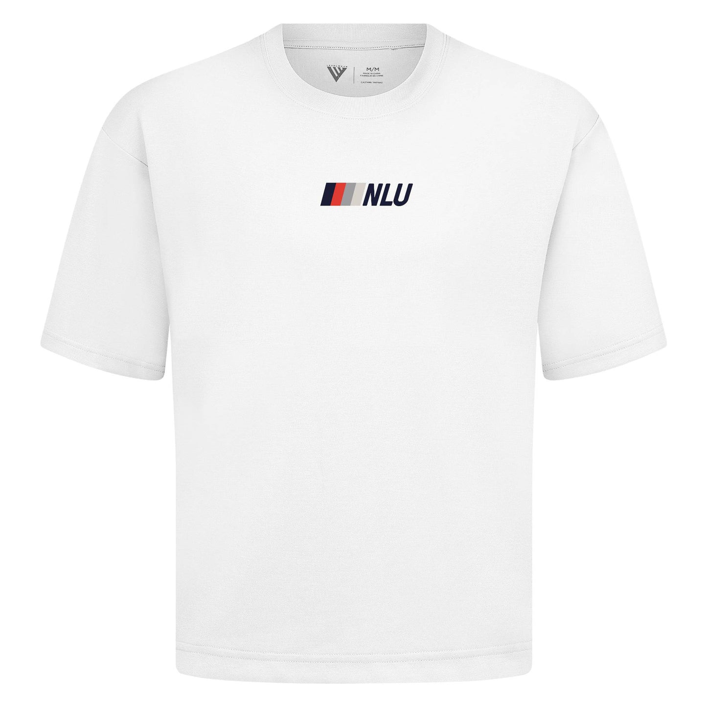 NLU x Levelwear Luxe Embroidered Racing Stripe Unisex T-shirt | White