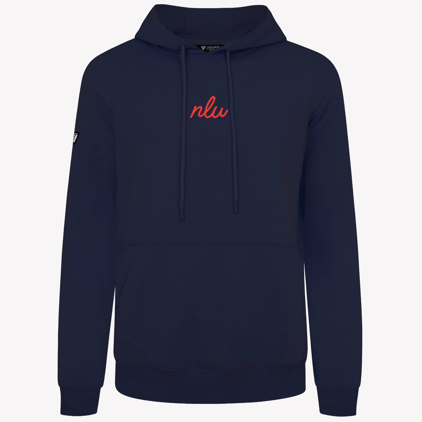 NLU x Levelwear Podium Fleece Hoodie | Navy w/ Red Script Initials