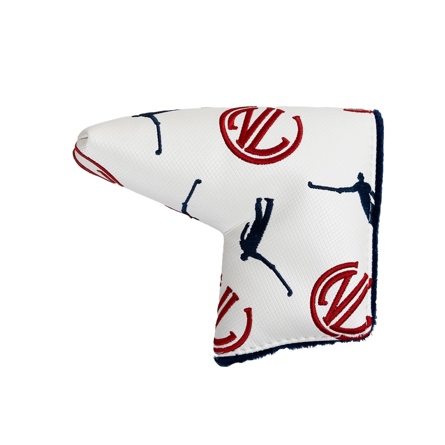 NLU x Handcrafted Golf Blade Putter Cover | White w/ Red and Navy Dancing Logos