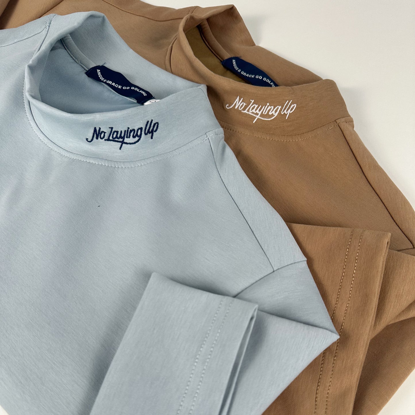 NLU x Angus & Grace Go Golfing Short Sleeve Mock Neck | Light Blue