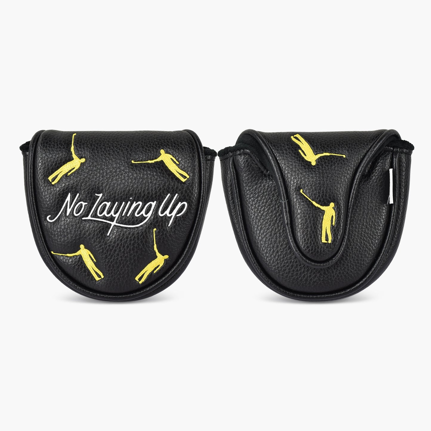 No Laying Up Mallet Putter Cover (round and square options) | Black w/ Yellow and White