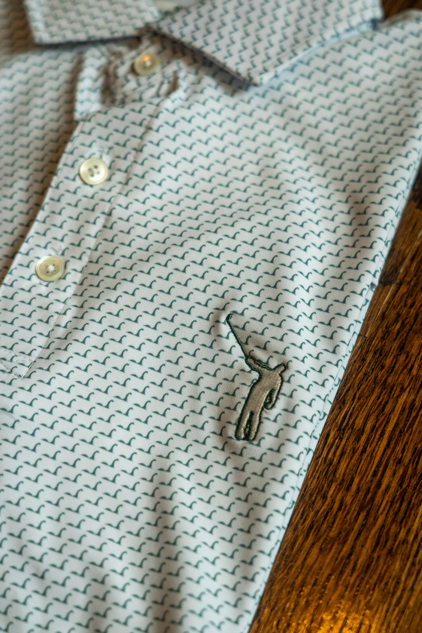 NLU x H&B Nessie Printed Polo | White & Sage