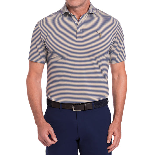 NLU x H&B Russell Perforated Performance Polo | Dune & Navy