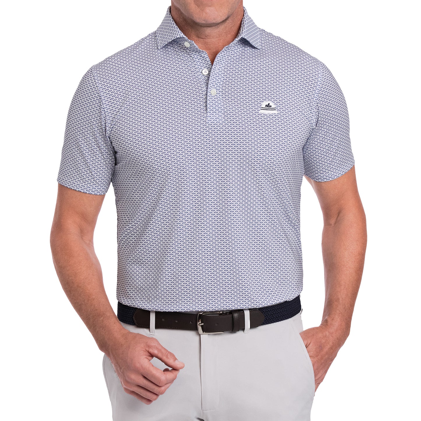 NLU x H&B Angler Printed Polo | Andover Blue