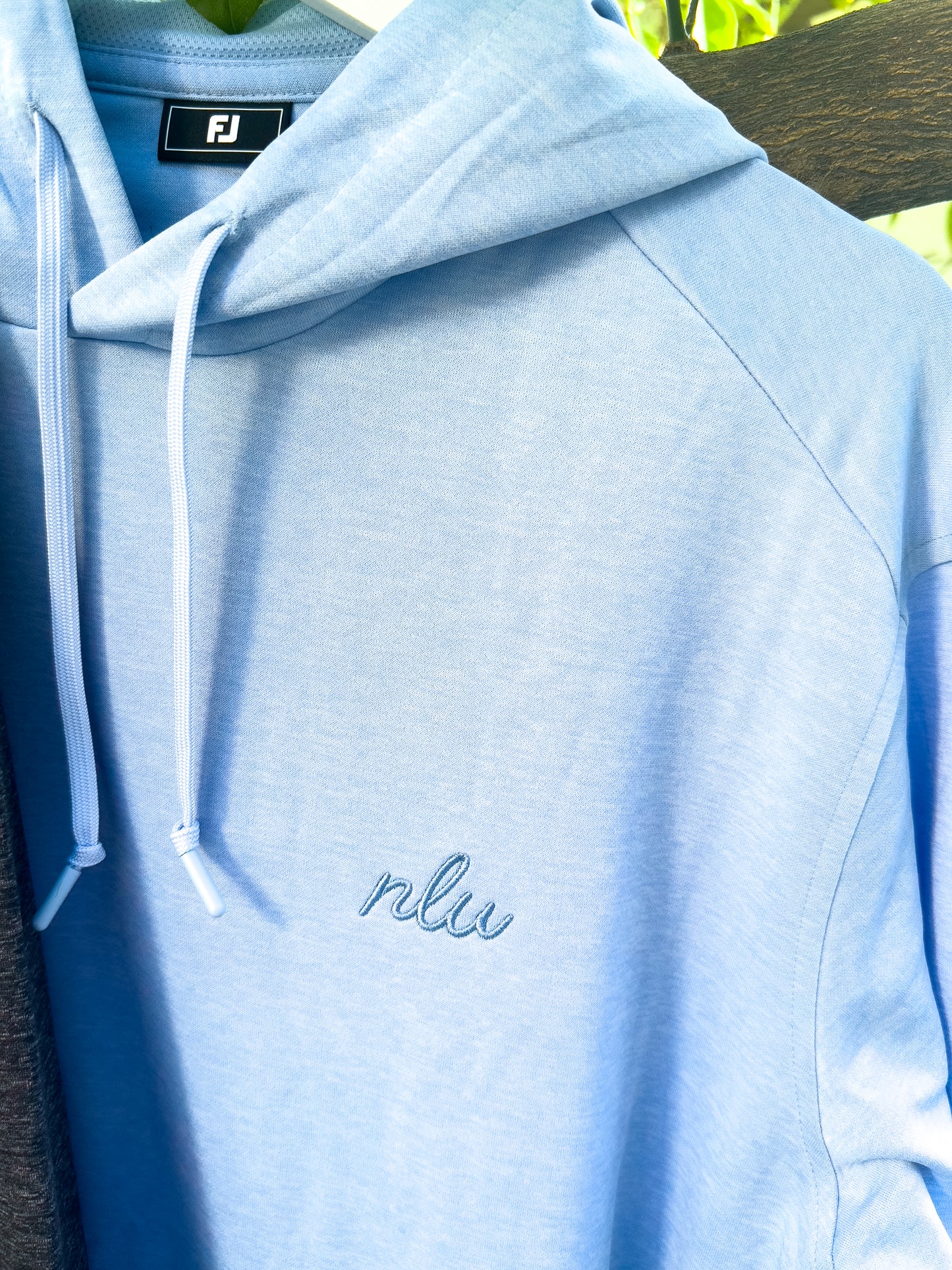 NLU x FJ Lightweight Hoodie | Sky Blue w/ Script nlu