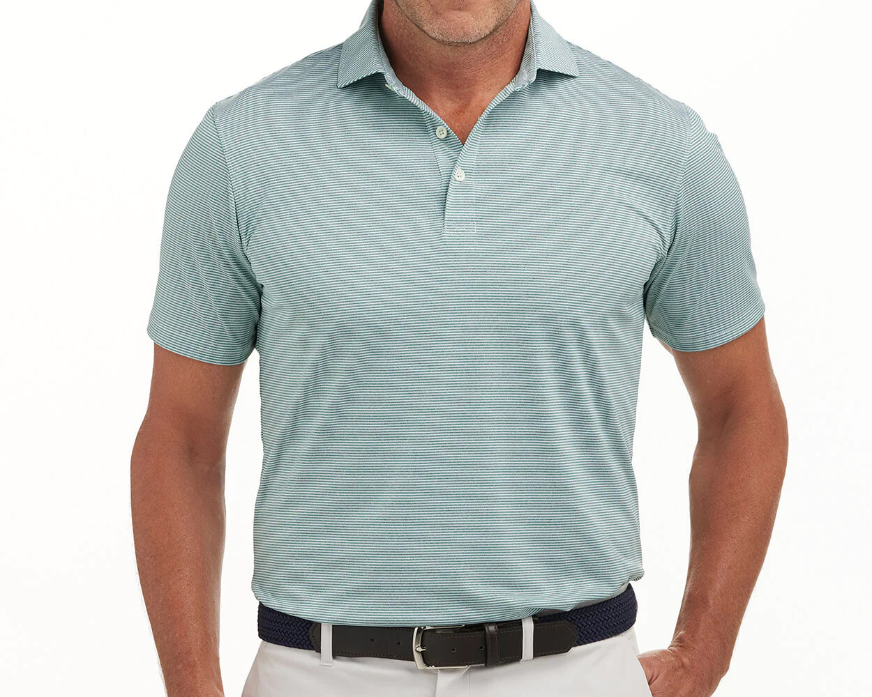 NLU + H&B Polo | Heathered Pine & White