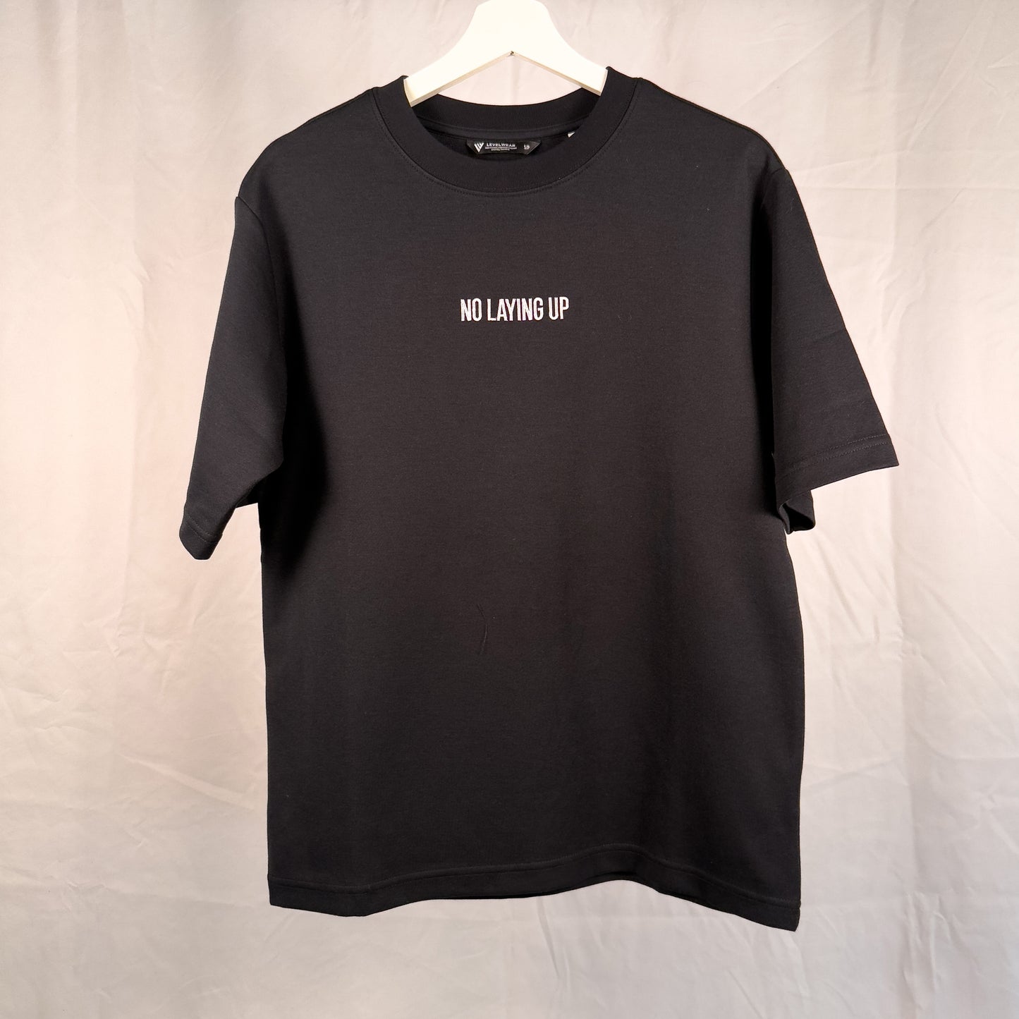 NLU x Levelwear Luxe Embroidered Wordmark Unisex T-shirt | Black