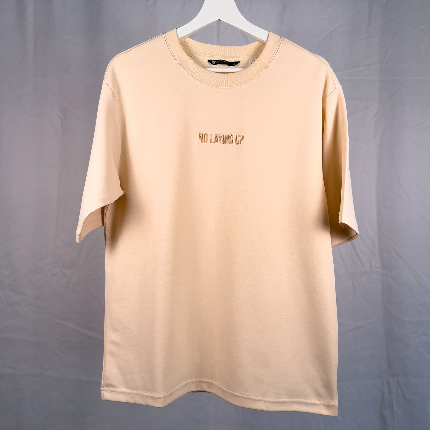 NLU x Levelwear Luxe Embroidered Wordmark Unisex T-shirt | Sand