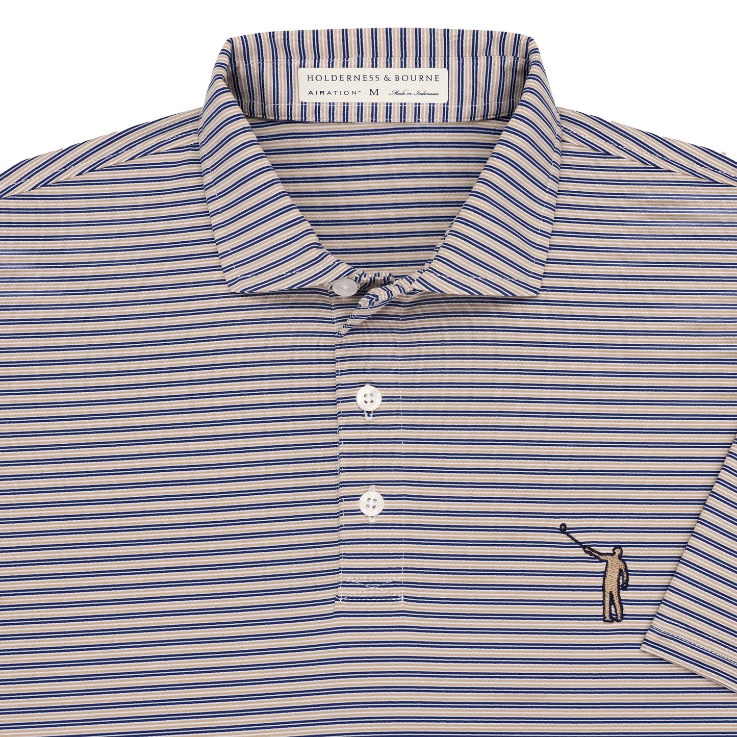 NLU x H&B Russell Perforated Performance Polo | Dune & Navy