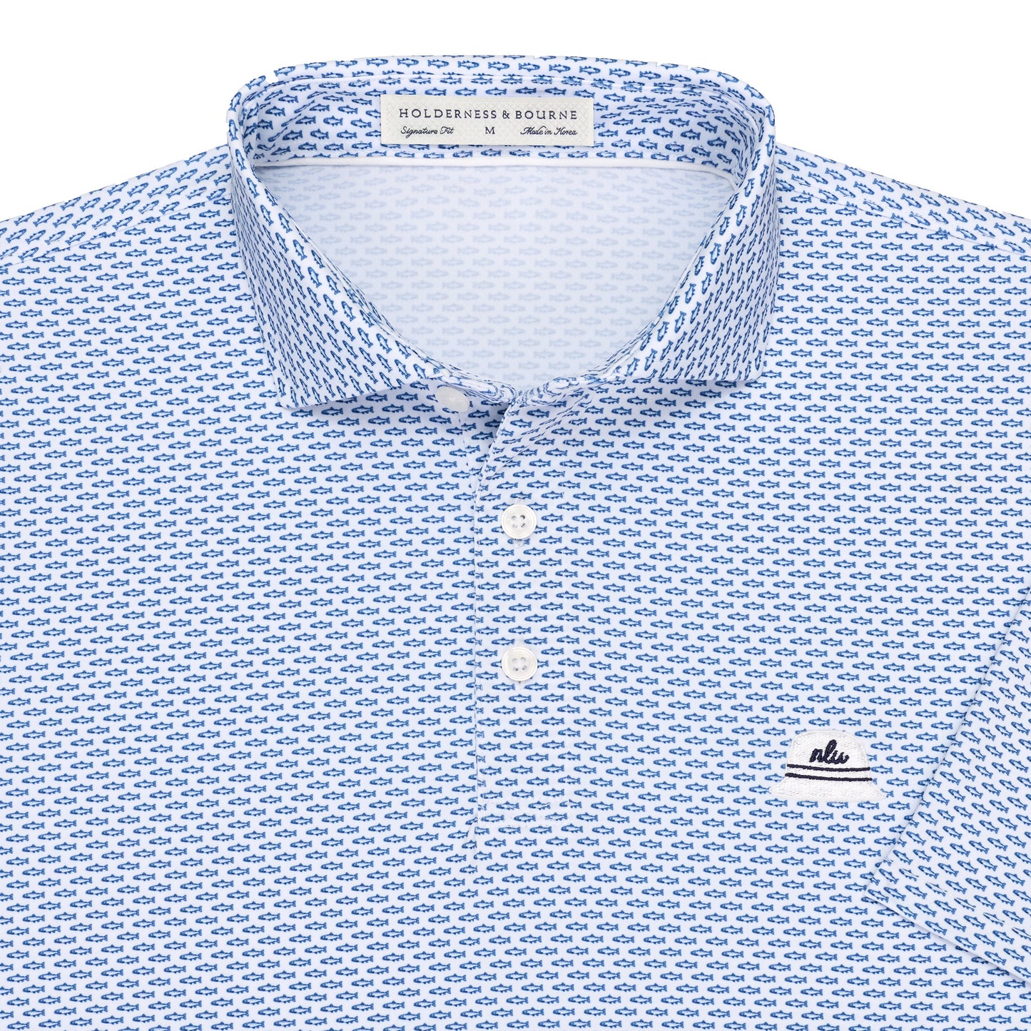NLU x H&B Angler Printed Polo | Andover Blue