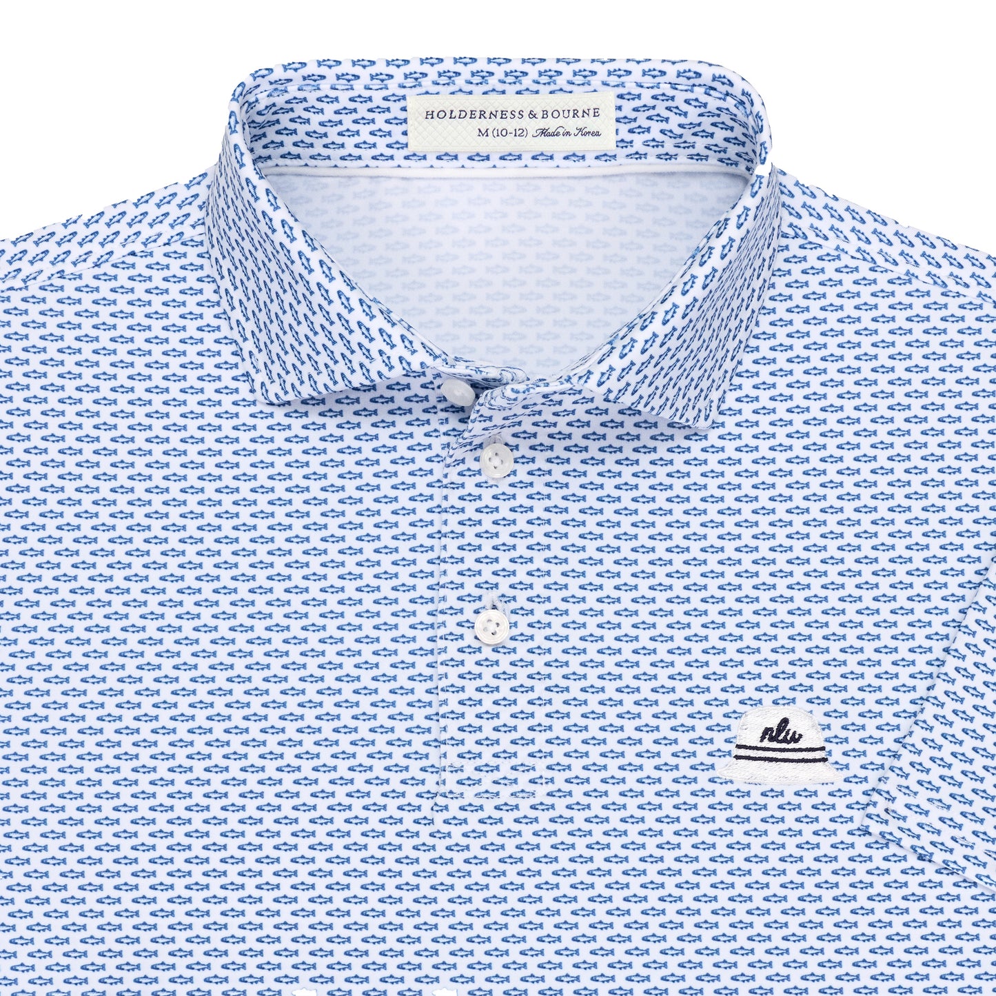 NLU x H&B Angler Printed Boys Polo | Andover Blue