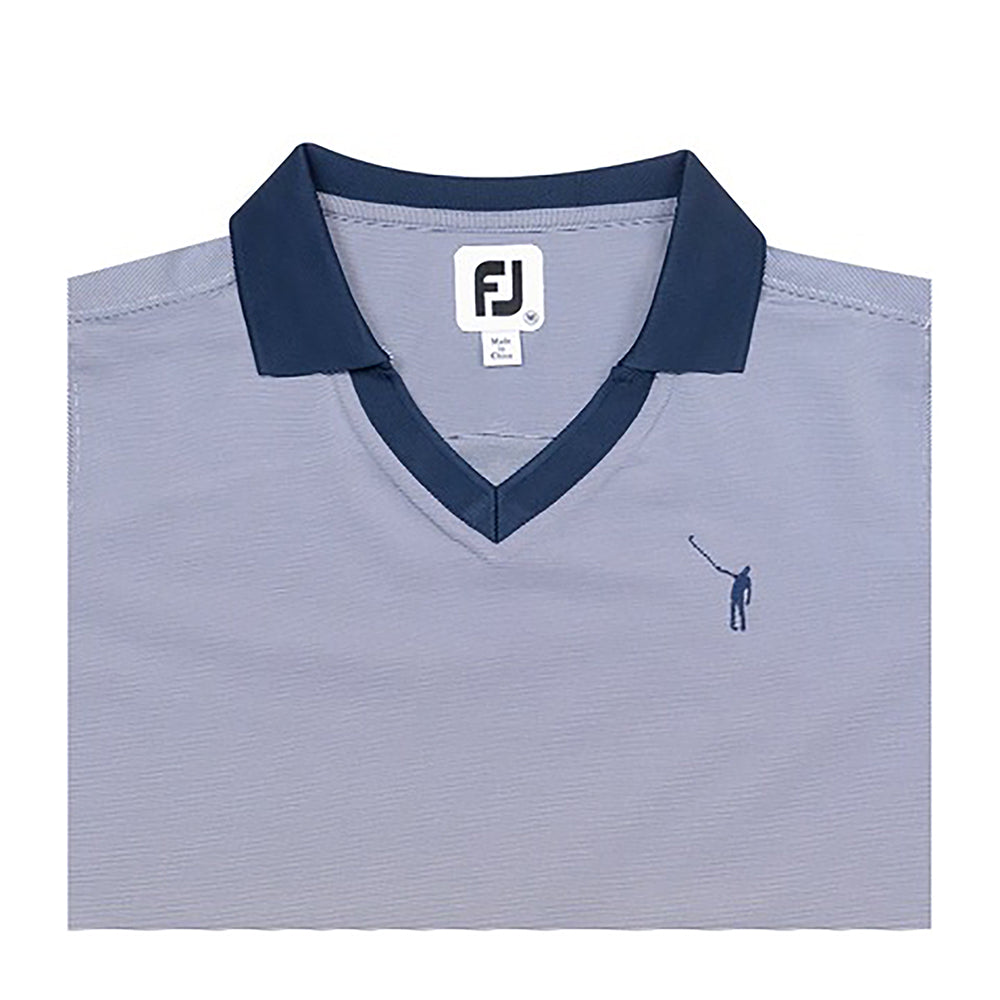 NLU x FJ Ladies Open Collar Stripe Polo | Navy & White