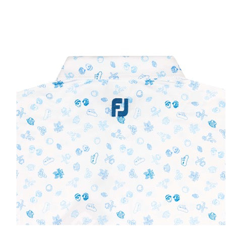 NLU x FJ Strapped Icons Printed Polo | White (Athletic Fit)