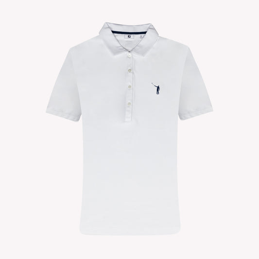 NLU x FJ Ladies Solid Short Sleeve Polo | White w/ Navy
