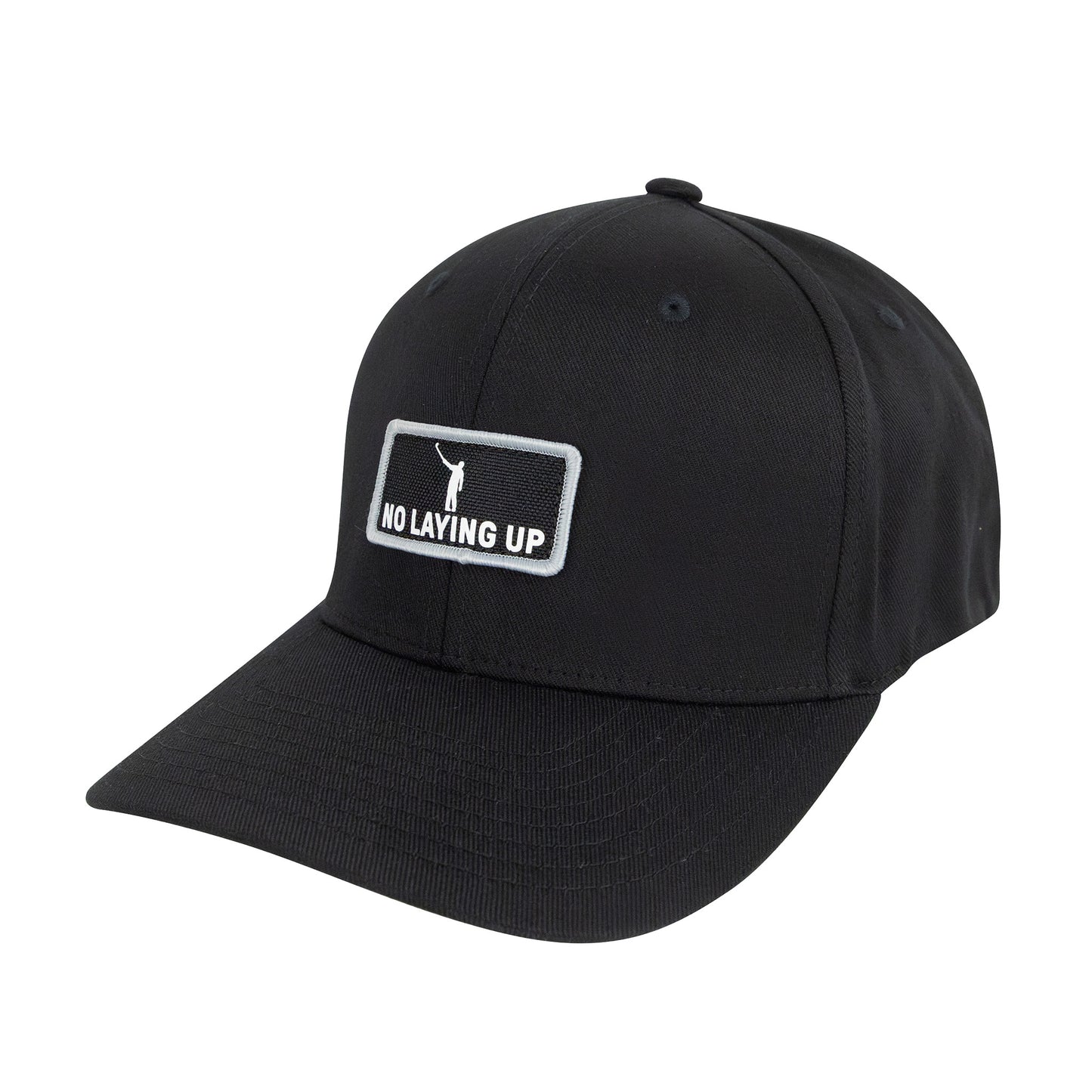 No Laying Up XXL Patch Hat | Black FlexFit w/ Black & White Wayward Drive Patch