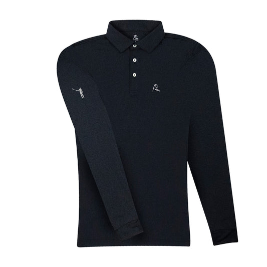 NLU x Rhoback Performance Long Sleeve Polo | Black