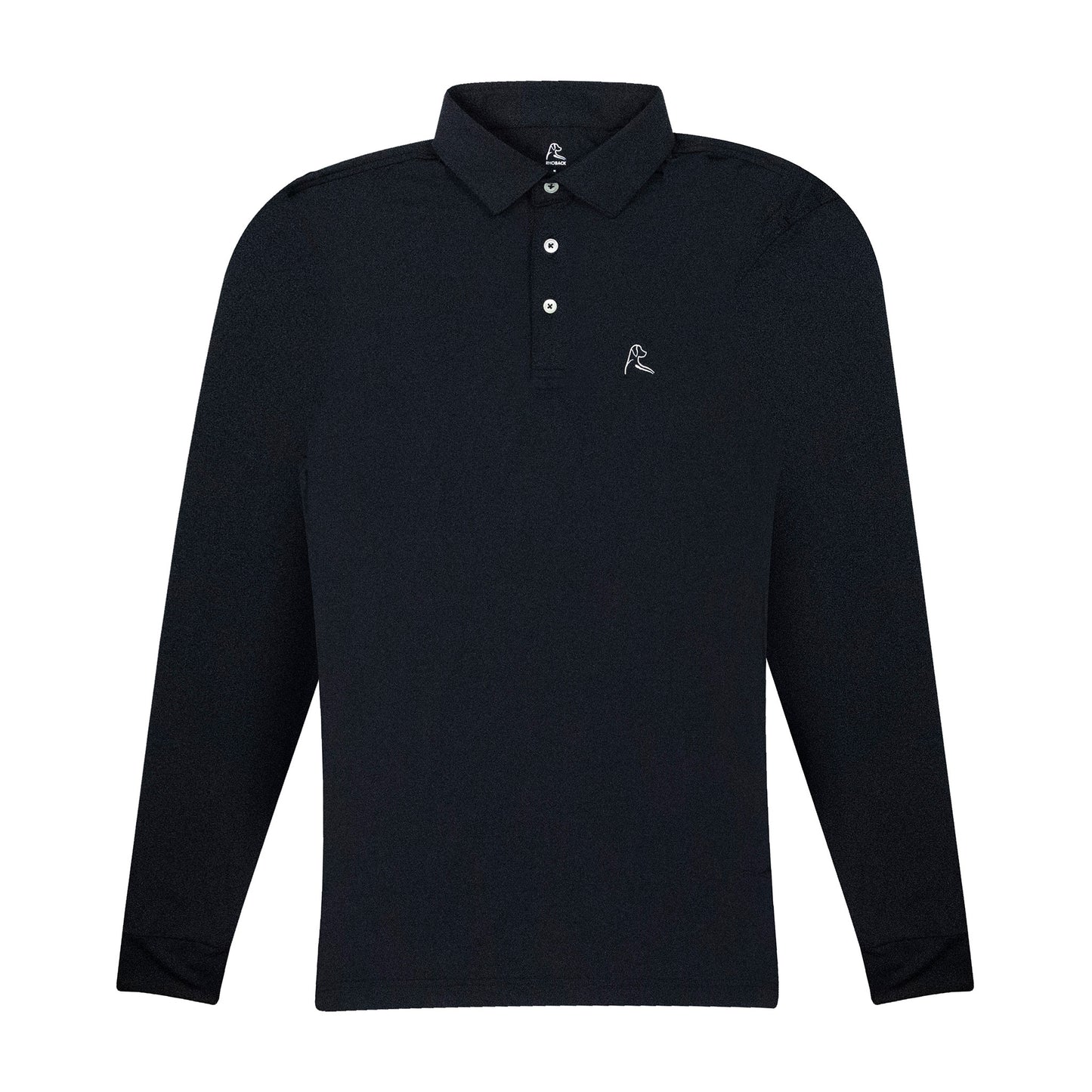 NLU x Rhoback Performance Long Sleeve Polo | Black