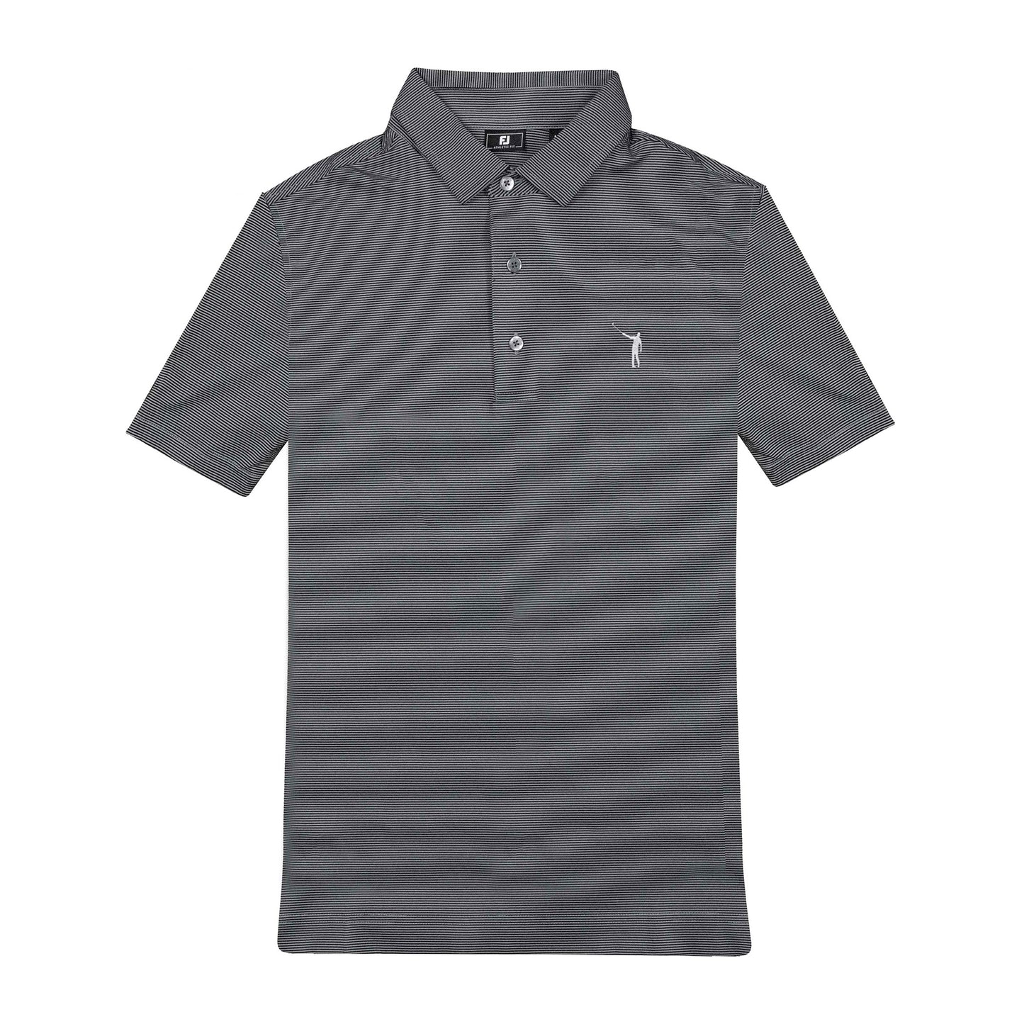 NLU x FJ MicroFeeder Stripe Lisle Polo | Black (Athletic Fit)