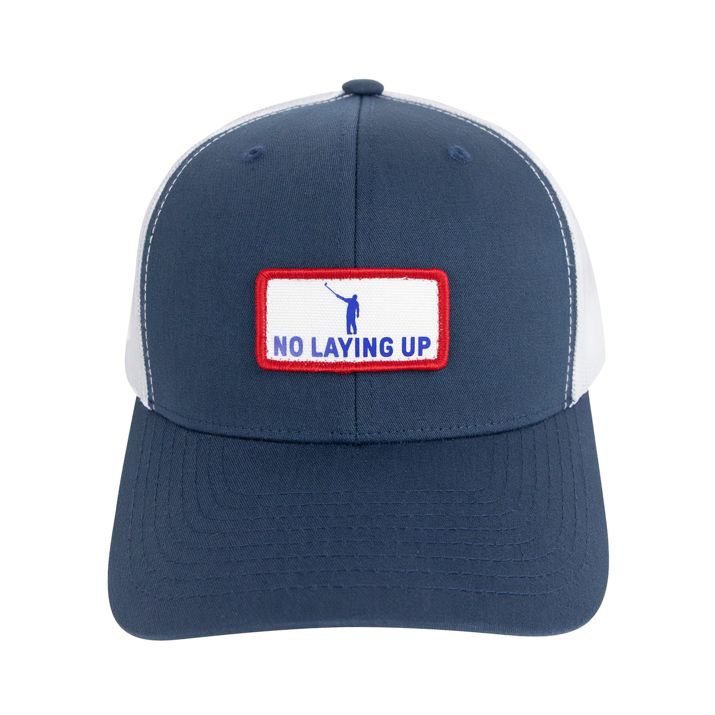 No Laying Up Wayward Patch Trucker Hat | Navy/White w/ Red, White, & Blue Patch