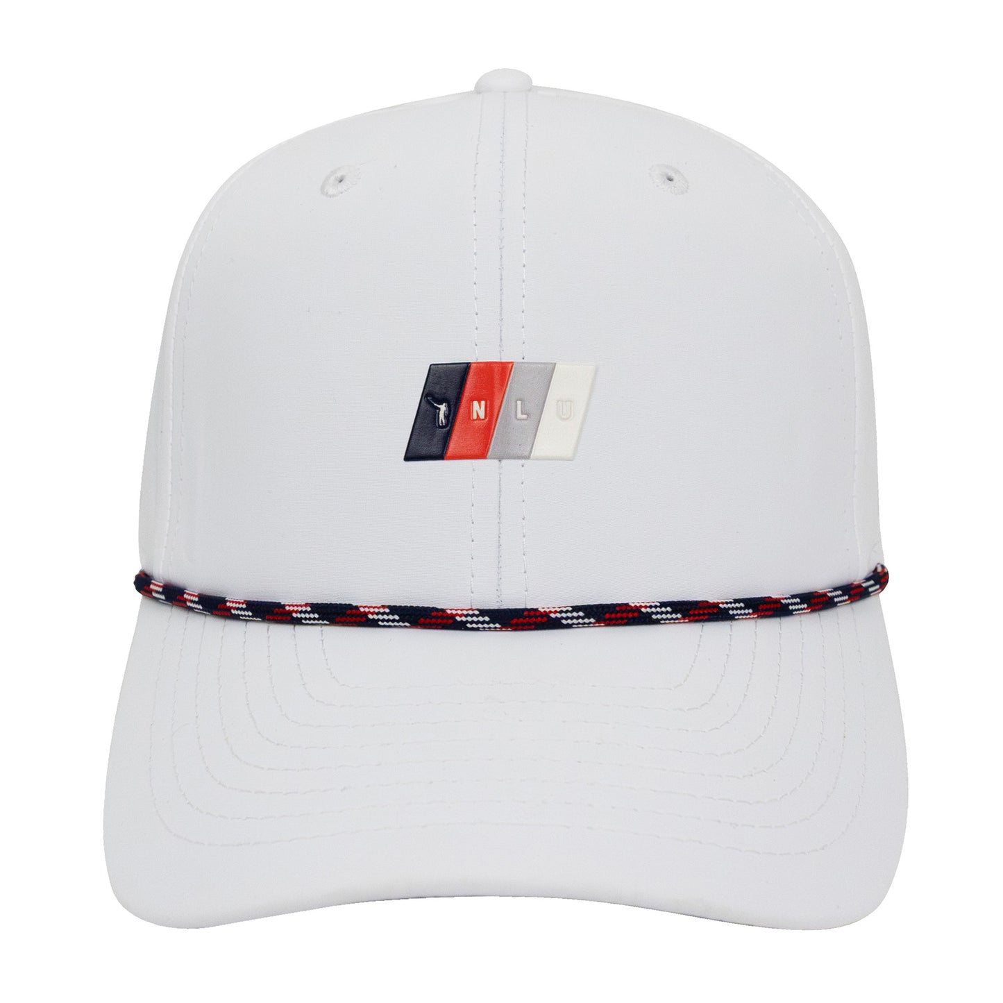No Laying Up Racing Stripe Rope Hat | White w/ Red, White, & Blue Rope