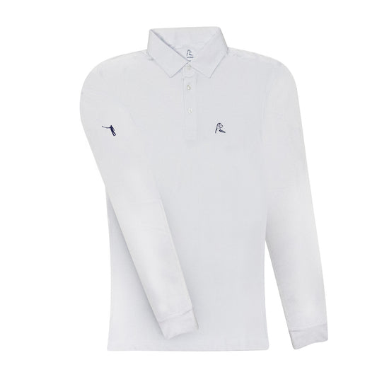 NLU x Rhoback Performance Long Sleeve Polo | White