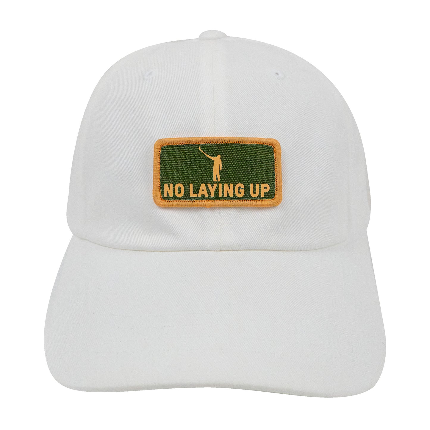 No Laying Up Dad Hat | White w/ Green & Yellow Patch