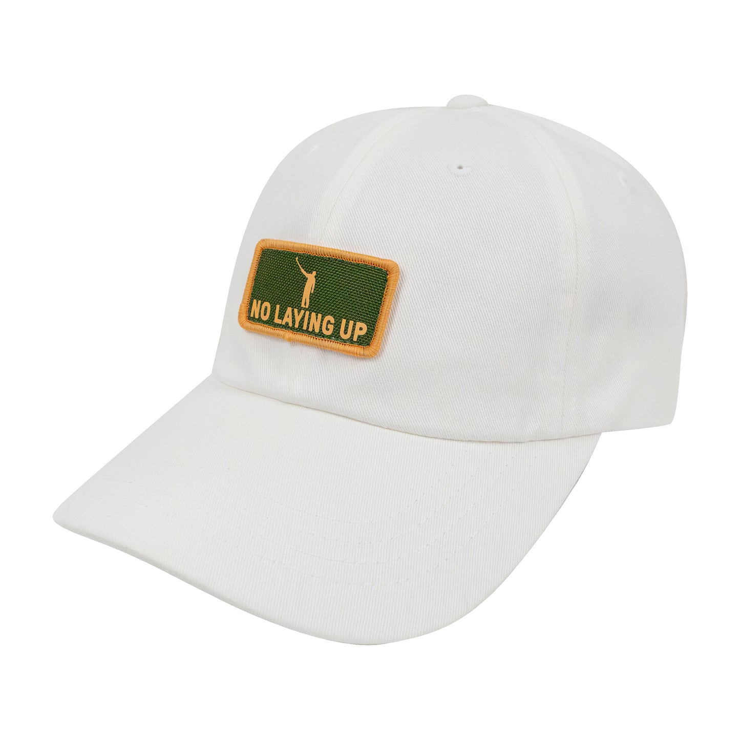 No Laying Up Dad Hat | White w/ Green & Yellow Patch