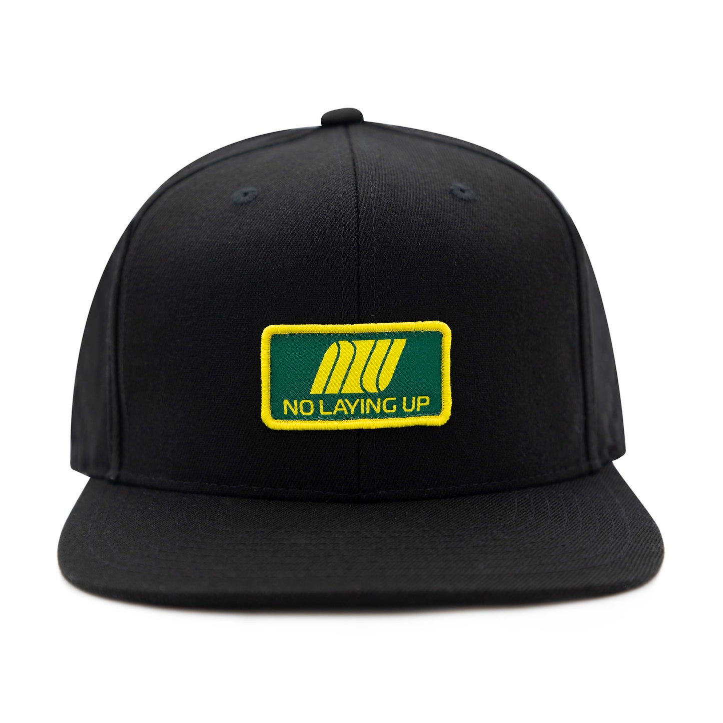 NLU Spring Airline Snapback Hat | Black with Green & Yellow Patch