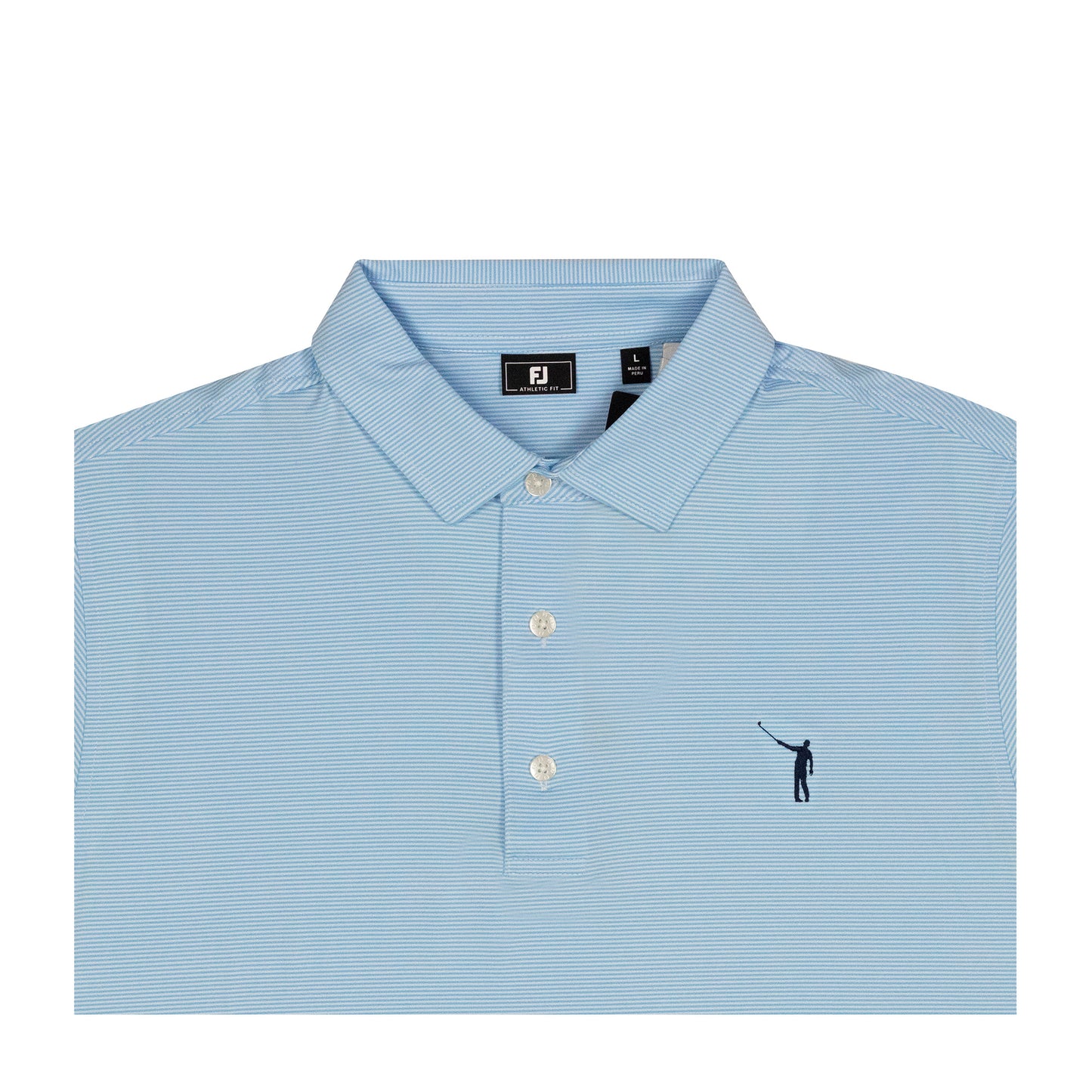 NLU x FJ MicroFeeder Stripe Lisle Polo | Light Blue & White (Athletic Fit)