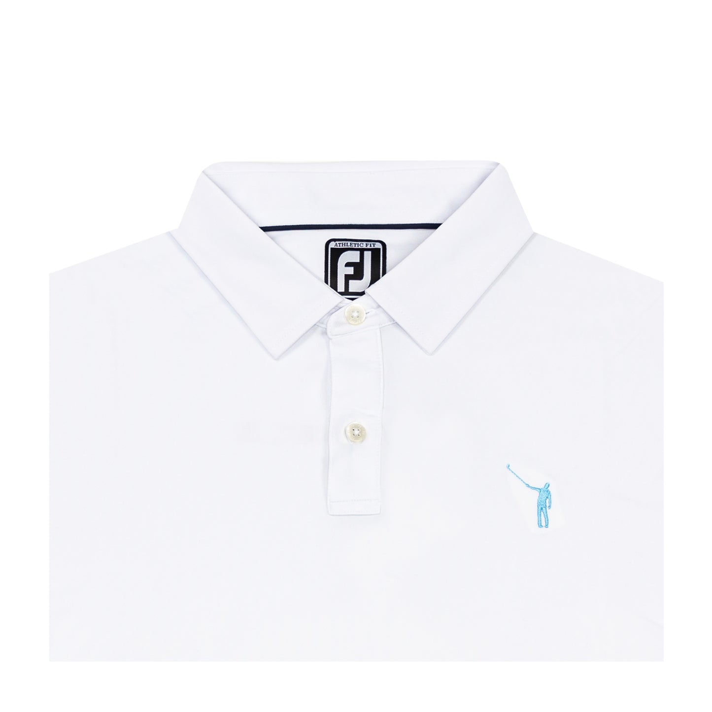 NLU x FJ Solid Lisle Polo | White w/ Sky Blue Wayward (Athletic Fit)