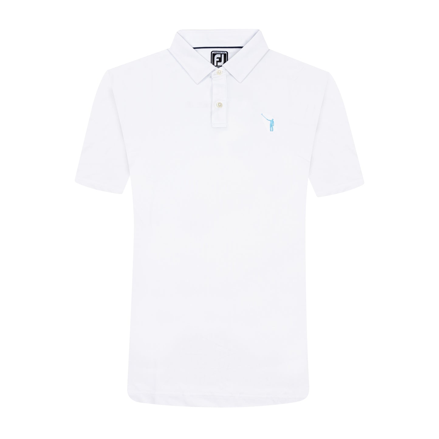 NLU x FJ Solid Lisle Polo | White w/ Sky Blue Wayward (Athletic Fit)