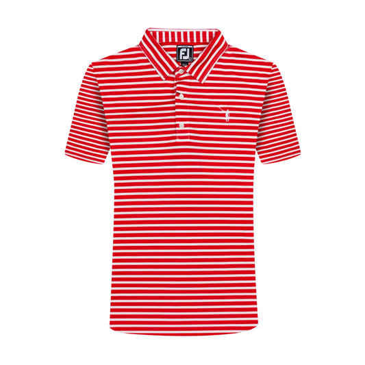 NLU x FJ Striped Pique Self Collar Polo - JUNIORS | Red/White