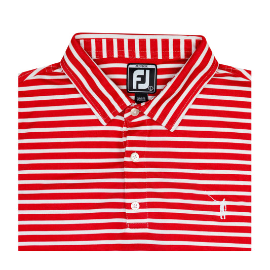 NLU x FJ Striped Pique Self Collar Polo - JUNIORS | Red/White