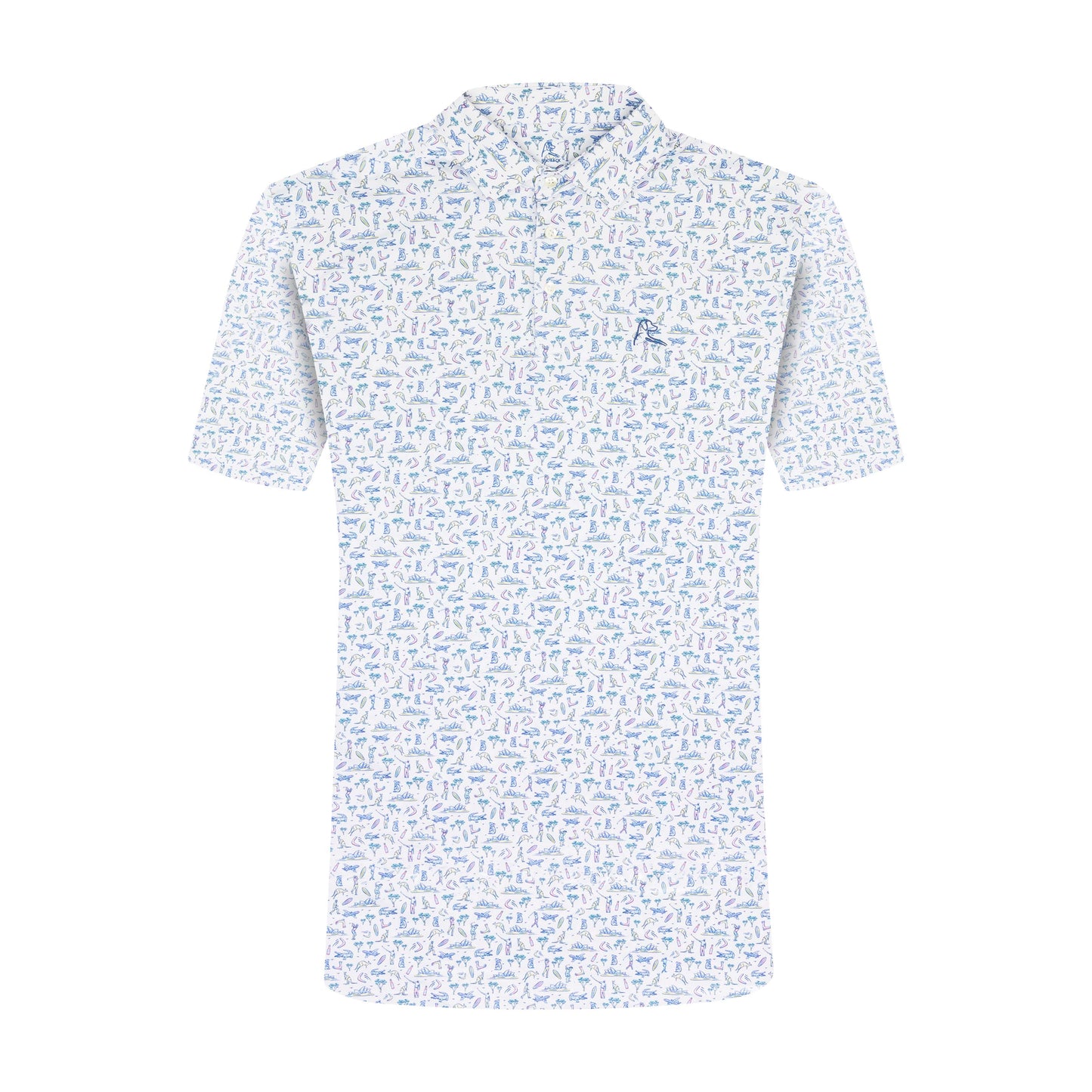 NLU x Rhoback Performance Polo | The Down Under in White