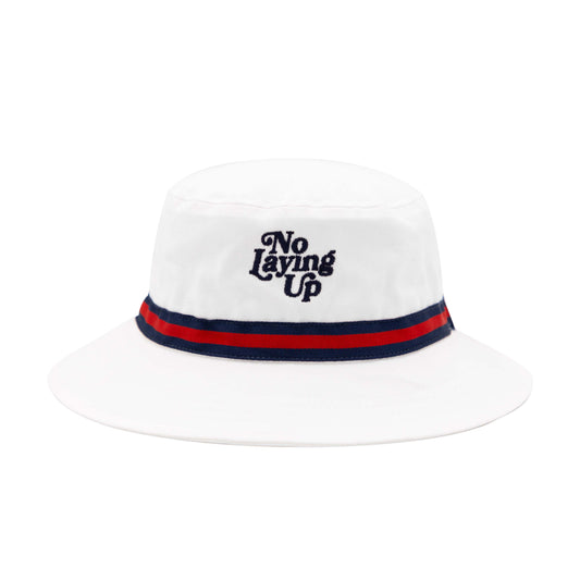 NLU Friendly Skies Bucket Hat - White w/ Navy & Red Ribbon