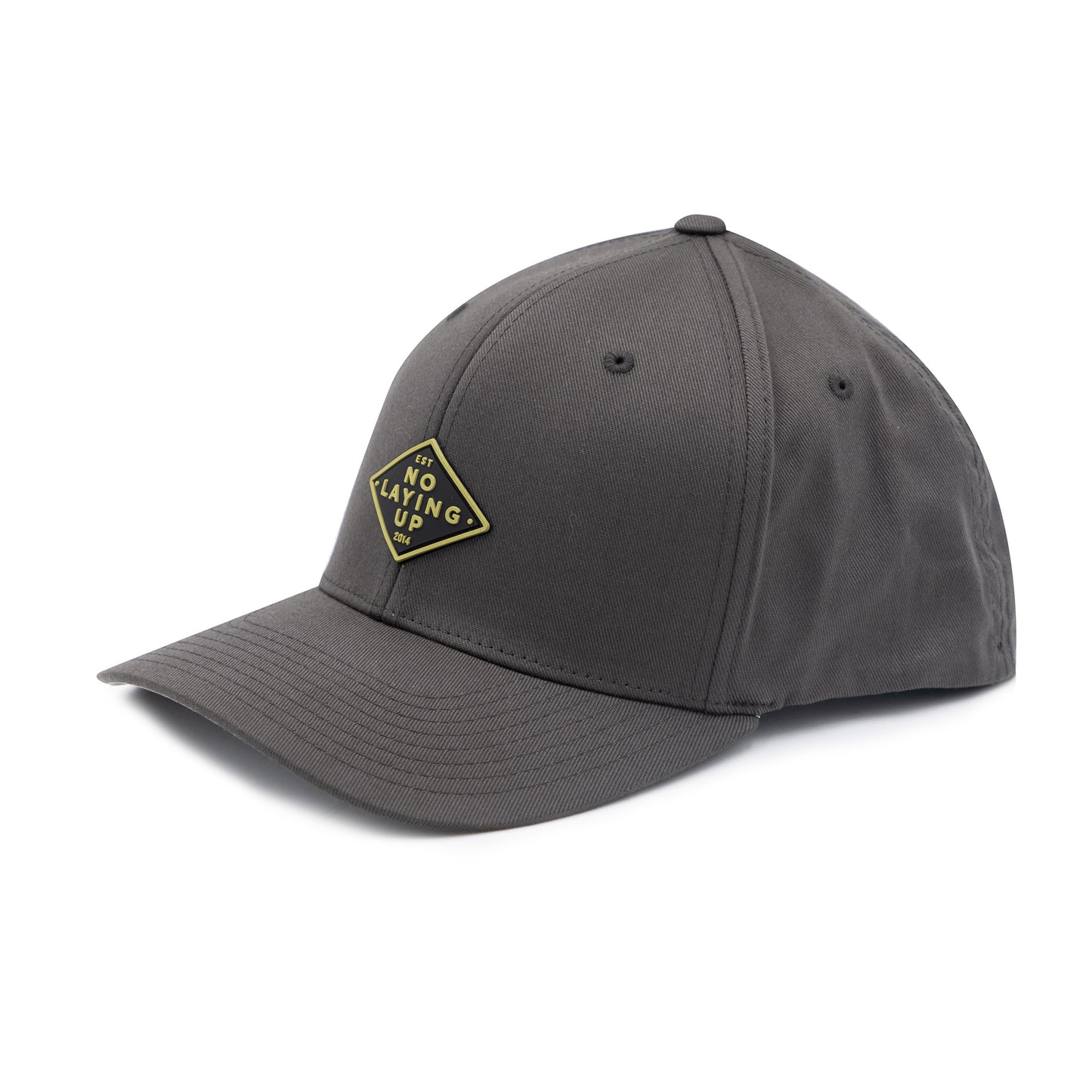 No Laying Up XXL Patch Hat | Dark Grey FlexFit with Green and Black Retro Diamond PVC Patch