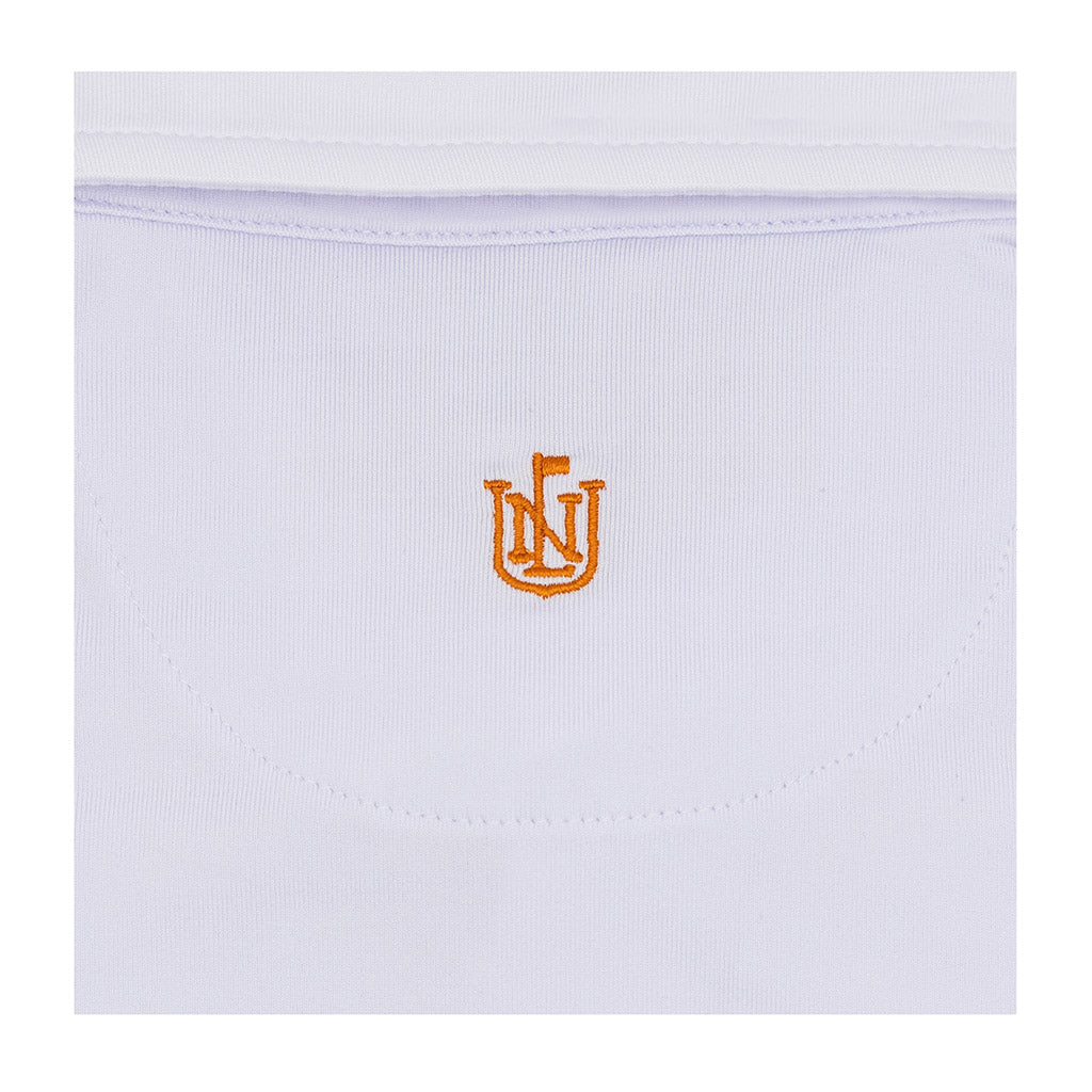 NLU Performance Polo | White with Burnt Orange Logo
