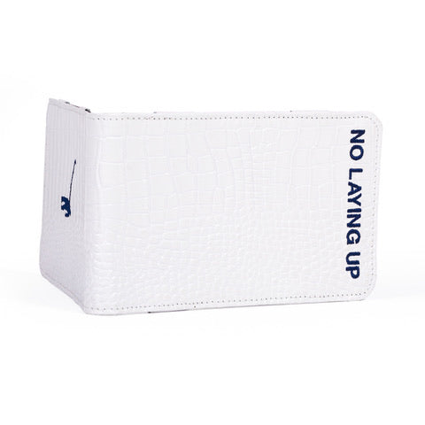 Yardage Book Cover | White Gator Leather w/ Navy Wayward