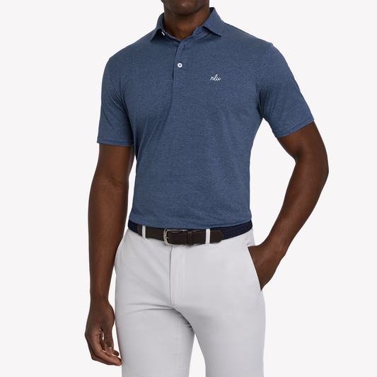 NLU x H&B Perkins Polo | Navy & Heathered Pacific Blue