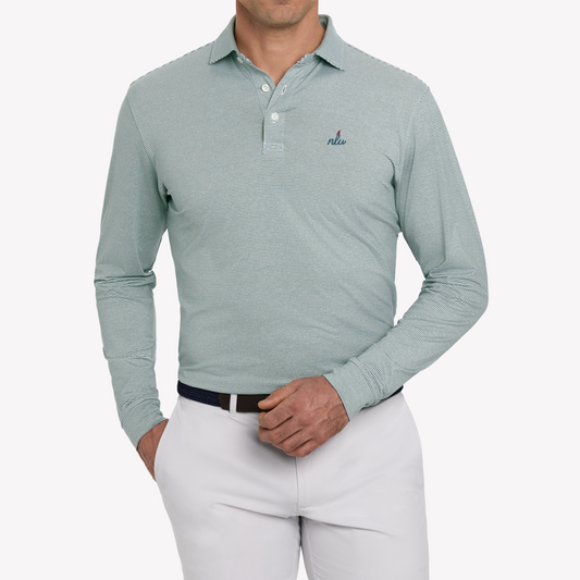 NLU x H&B Burke Long Sleeve Polo | Heathered California Spruce